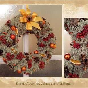 Durvju Adventes vainags ar pīlādžogām