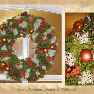 Durvju adventes vainags ar pīlādžogām