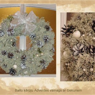 Baltais durvju Adventes vainags