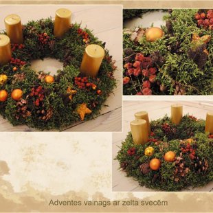 Adventes vainags ar zelta svecēm