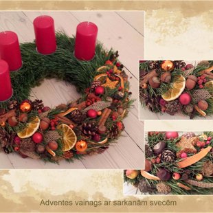 Adventtes vainags ar kanēli un apelsīniem