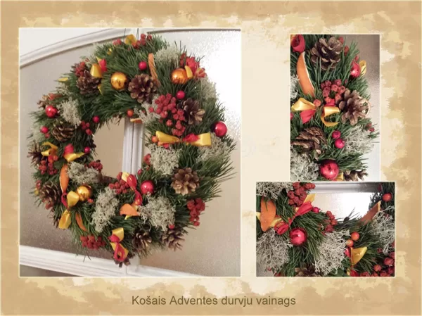 Durvju Adventes vainags košās krāsās