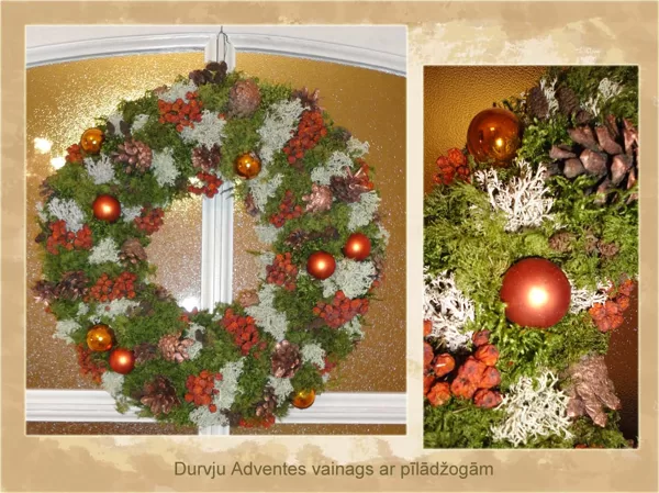 Durvju adventes vainags ar pīlādžogām
